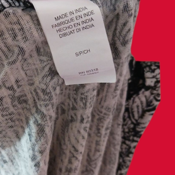 Lucky Brand Womens Cold Shoulder Top Black & White Floral Lace Trim Small - Picture 7 of 12